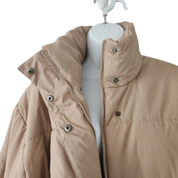 The Fifth Label Womens Beige Puffer Jacket High Collar & Snap Closures Medium - Picture 8 of 11